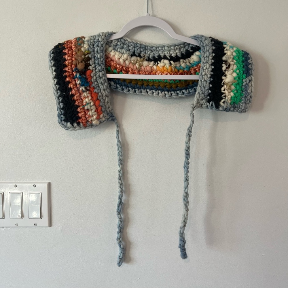 Handmade Crochet Colourful Crochet Granny Wrap Unique with Tie Boho - Picture 4 of 6